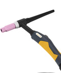 TL-200TP Pro TIG Welding Torch Replacement with 4M Cable in black and yellow, showing detailed nozzle and handle for precise welds.