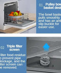 Compact Countertop Dishwasher For Four Place Settings features pulley bowl basket and triple filter screen for easy use and maintenance.