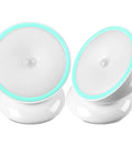2 Pack Motion Sensor LED Night Lights Cordless Puck With Rotating Base Battery Operated White No Fuss Setup