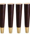 Premium Heavy Duty Rubber Wood Furniture Support Legs Set Of Four For Couches Tv Stands And Cabinets feature dark wood finish and gold tips.