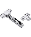 Close-up of metal hinge from 8 Piece Cabinet Hinges Set With Straight Arm Full Coverage Soft Close Wardrobe Doors Adjustable Hardware