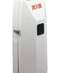 Tough As Nails Wall Mounted Fire Extinguisher Box All Weather Outdoor Housing Aluminum Body With Stainless Steel Door Gray side view.