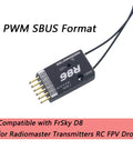 R86 6Ch Receiver With PWM And SBUS Output For FrSky D8 Compatibility, ideal for RC FPV drones, lightweight black module