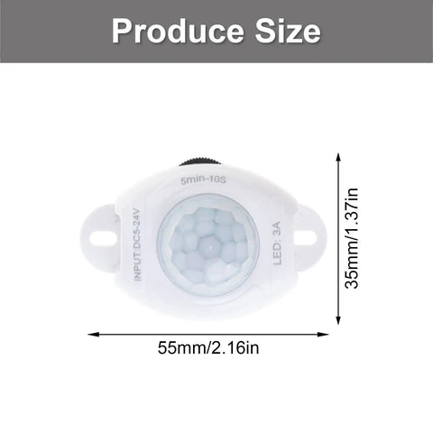 Low Voltage Motion Sensor Light Switch With Five To Twenty Four Volt Range And Adjustable Time Delay PIR Detector dimensions
