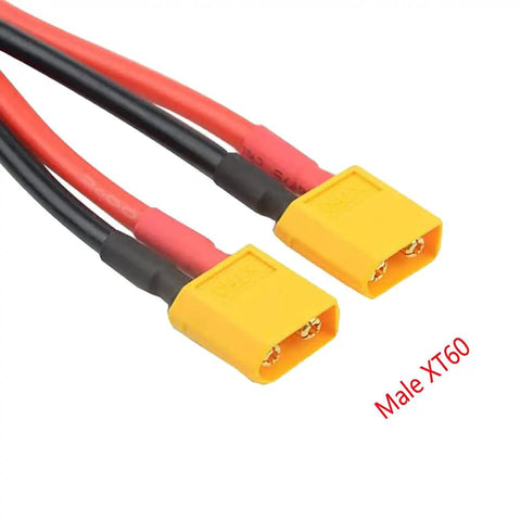 Male connectors of XT60 Parallel Battery Connector Cable 2 Male To 1 Female Y Harness Adapter Splitter for Quadcopter RC Helicopter