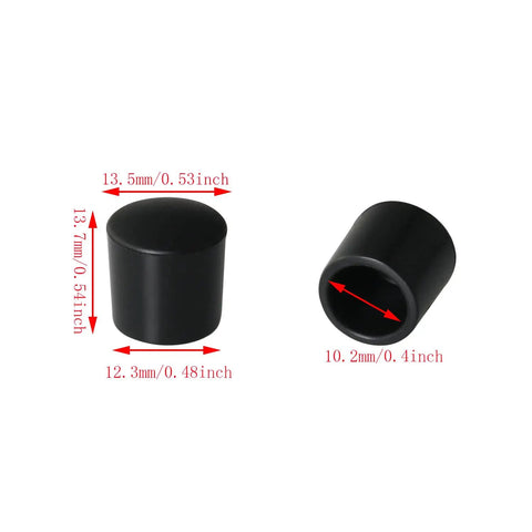 Eight Pack Black Door Stop Rubber Bumper Tips 0.39 Inch Inner Diameter 0.5 Inch Outer Diameter Door Stop Covers Protect