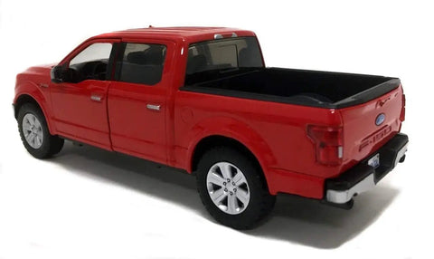 Red Ford F150 Lariat Crew Cab Diecast Model Truck 1 24 Scale with real rubber tires and detailed exterior, Motormax Diecast 79363