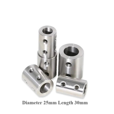 Stainless Steel Rigid Shaft Coupling For Industrial Drive Systems With Double Hole Integration And High Torsional Stiffness For Stable Power Transmission And Long Service Life On Any Machine Build, Diameter 25mm Length 30mm
