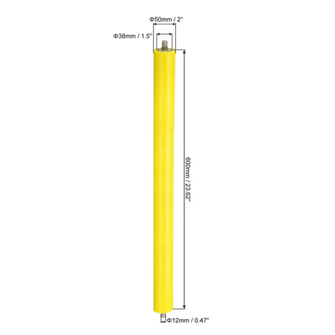 Polyurethane Coated Conveyor Roller 2 Inch Diameter, 24 Inch Length With Stainless Steel End, Yellow, Heavy Duty Replacement Part