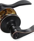 Oil Rubbed Bronze Interior Door Handles Set With Lock And Keys, 10 Pack, Keyed Alike Entry Door Knobs, Lever Style For Right Or Left Handed Doors