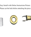 HAHIYO antique-brass purse turn-lock hardware set, 3 pieces (plate, ring, clasp) with washers, 1.1-inch length