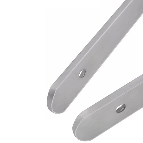 Close-up of 2 Pack Heavy Duty Floating Shelf Brackets Stainless Steel Wall Mount showing rounded edges and mounting holes.