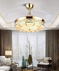 42 Inch Crown Style Ceiling Fan With Light And Remote Control Gorgeous Gold Finish Showstopper Design For Living Room Kitchen easy install and whisper quiet motor adds instant vibe to any room.