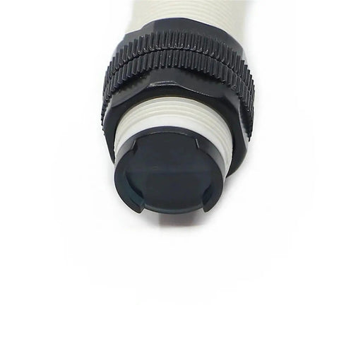 Close-up of ER18-DS30C1 Photoelectric Sensor E3f Electric Switch durable connector, designed for heavy duty industrial applications.