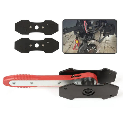4 In 1 Universal Disc Brake Caliper Tool With 360 Degree Piston Spreaders, shown with two steel plate groups.