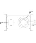 Diagram of a universal mounting bracket plate frame with extendable hanger bars for 2-6 inch recessed canless downlights.