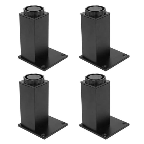 Adjustable Aluminum Cabinet Feet Set In Black Four Pack For Sofa Cabinets And Sofas Height Adjustable 3.9 To 5 Inches