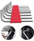 Heavy Duty 8 Piece Metric Hex Wrench Kit With Dual Arm Design Ranging From 1.5mm To 6mm For Tough Auto Home And Bike Repairs Made Of Hardened Steel, red holder