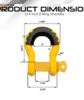 Beefed-Up Heavy Duty Three Quarters Inch D Ring Shackles Set Forged Steel Tow And Winch Shackles Four Point Seven Five Ton Load