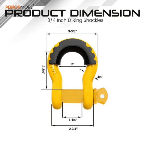 Beefed-Up Heavy Duty Three Quarters Inch D Ring Shackles Set Forged Steel Tow And Winch Shackles Four Point Seven Five Ton Load
