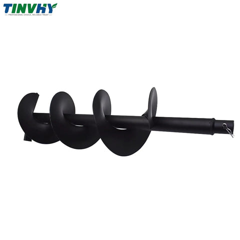 8 Inch Earth Auger Drill Bit For Gardens And Posts Quick Planting Of Flowers And Vegetables Fits Gas Powered Post Digger With Three Quarter Shaft Durable Carbon Coated Steel And Replaceable Alloy Blades displayed horizontally