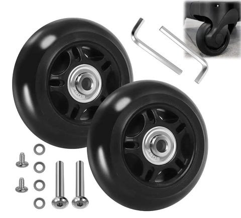 Luggage Replacement Wheels 76mm By 24mm With ABEC 608zz Bearings Inline Skate Style Suitcase Wheel Repair Kit 1 Pair with tools