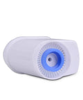 Prime Your Mug With This Solid Soft Water Filter For Coffee Makers. White filter cartridge with blue accents for mineral buildup reduction.