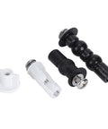 Universal Toilet Seat Bolt Replacement Kit In Stainless Steel Heavy Duty Gear includes black and white bolts for toilets.