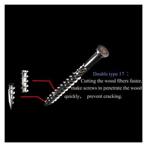 Heavy Duty Stainless Steel Self-Tapping Screws Kit For Woodworking, close-up of screw design and features, 70mm length
