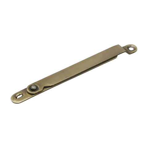 Side view of 2 Pack 180 Degree Folding Lid Support Hinges For Cabinets And Furniture, 4 Inch Brass Bronze Finish, Easy Install, Heavy Duty Lid Supports