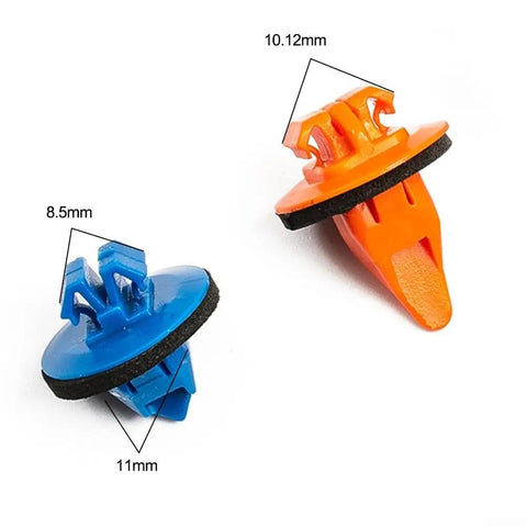 Premium Nylon Mudguard Flare Retainer Clip Kit Direct Replacement For Toyota Tacoma RAV4 Highlander FJ Cruiser 4Runner Fender Trim Bumper 38 Piece Multi Set Built Tough Weather Resistant Drop In Fit No Hassle Install Long Lasting Garage Gear blue and orange nylon clips, 8.5mm and 10.12mm