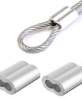 120 Piece Aluminum Crimp Sleeve Set For Three Thirty Second Inch Wire Rope And Cable, Heavy Duty Quick Lock End Sleeves, close-up view