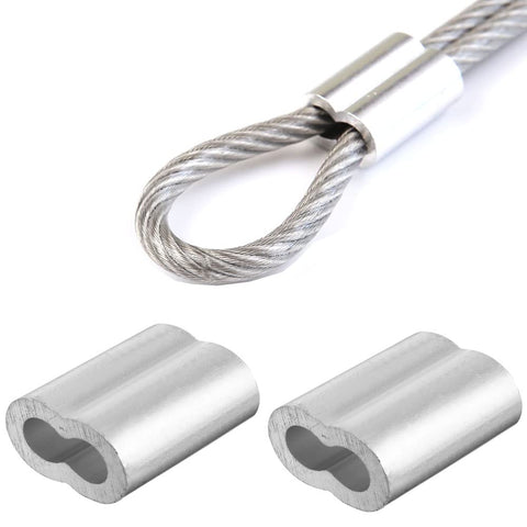 120 Piece Aluminum Crimp Sleeve Set For Three Thirty Second Inch Wire Rope And Cable, Heavy Duty Quick Lock End Sleeves, close-up view