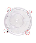 Top view of one of the Two Pack 16oz Replacement Cups With Lids For Ninja Blenders With Four Tabs, dishwasher safe, clear plastic.
