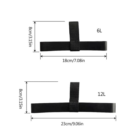 Elastic Diving Cylinder Hose Retainer Band For 6L And 12L Tanks, Rubber Nonslip Strap Keeps Hoses Secure, dimensions shown.