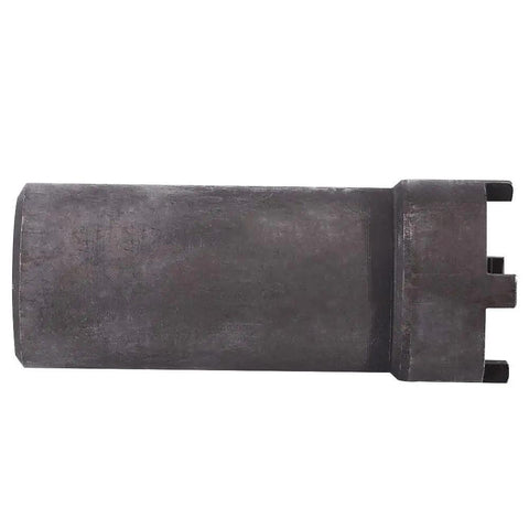 Side view of a Four Claw Nut Sleeve Socket For Gy6 Crankshaft Removal, heavy duty metal construction tool for motorcycle maintenance.