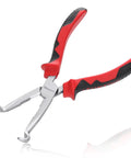 Heavy Duty 8 Inch Offset Spark Plug Boot Puller Pliers With Cushioned Grip And Razor Wire Cutter Jaw shown from the side