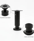 Adjustable Telescopic Under Cabinet Leg With Steel Foot For Leveling Wobble Free Furniture On Uneven Floors Matte Black Finish