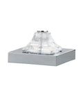 Crystal Column Table Lamp 26 Inches, Glam Transitional Chrome Metal Base With White Linen Shade, LED Bulb Included For Living Room Bedroom Nightstand, ETL Listed Safety showing chrome metal square base.