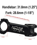 Dope Bike Stem For MTB E-Bike And Road Bikes, 31.8mm Handlebar Fit, 1-1/8 Inch Fork, 45mm Length, black finish, side view