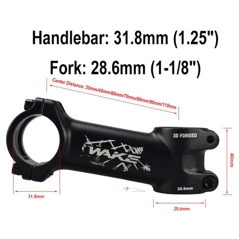 Dope Bike Stem For MTB E-Bike And Road Bikes, 31.8mm Handlebar Fit, 1-1/8 Inch Fork, 45mm Length, black finish, side view
