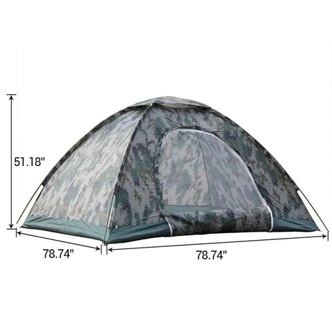 3-4 Person Camping Tent With Rain Fly And Carrying Bag Waterproof Family Dome Shelter For Festivals Backyard Hangouts Sleepovers And Lightweight Backpacking Weather Ready And Durable, shown with dimensions.