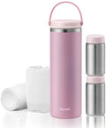 Portable Breastmilk Cooler Bag Featuring 360 Degree Ice Chambers That Keep Your Stash Chill Below Forty Degrees Fahrenheit Comes With Premium Stainless Steel Feeding Bottles A Total Game Changer For Busy Nursing Moms On The Move - set of two stainless steel bottles with pink insulated bag