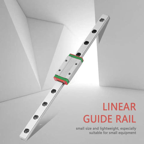 200mm LML9H Miniature Linear Guide Rail, 9mm Width Linear Motion Rail with Slide Block, angled view