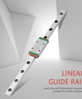 200mm LML9H Miniature Linear Guide Rail, 9mm Width Linear Motion Rail with Slide Block displayed at an angle.