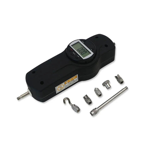 Economy Digital Force Gauge Dynamometer Push And Pull Tester With 100N Capacity, Handy Handheld Or Bench Mount, Large Flip Display, High Accuracy Readout, Easy Setup, Ideal For Compression And Tension Testing, black handheld force gauge with attachments