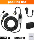 Top Shelf Portable Level One And Two Electric Vehicle Charger Built For SAE J1772 Rides with 20FT cable and plugs.