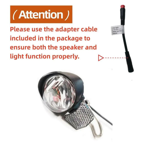 Electric Bike Front Headlight For Night Riding Waterproof LED Front Light With 2-Pin Male Connector Fits 24V 36V 48V E-Bike Controllers And Scooters