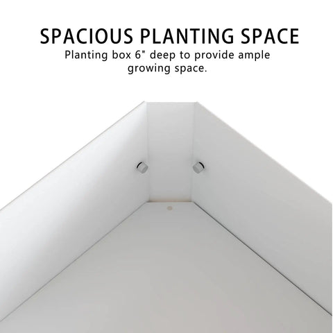 Inside corner view of Raised Garden Bed With Detachable Legs, Elevated Metal Planter Box For Vegetables, Herbs And Flowers, Ideal For Outdoor Backyards, Patios, Decks Or Balconies, Spacious 23.6 In L By 10.6 In W By 17.7 In H