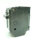 Two Pole 50 Amp 240 Volt Molded Case Circuit Breaker For Residential And Commercial Panels Creates Balanced Power Distribution Ideal For High Demand Appliances Reliable 2P 50A 240V AC Protection, black molded case breaker side view